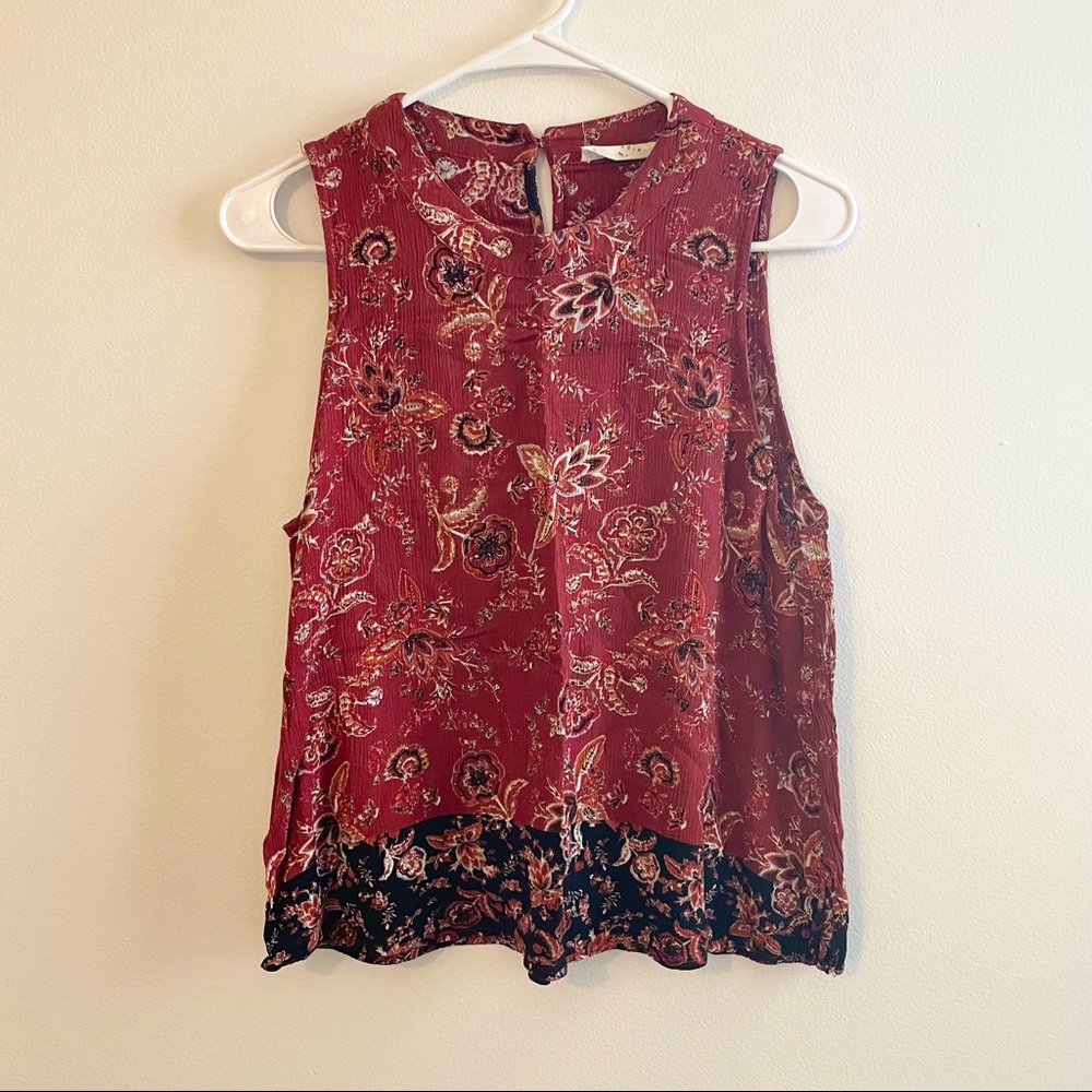 Elodie Floral Mock Neck Swing Top